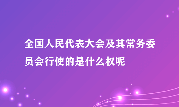 全国人民代表大会及其常务委员会行使的是什么权呢