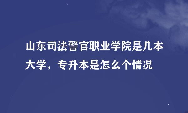 山东司法警官职业学院是几本大学，专升本是怎么个情况