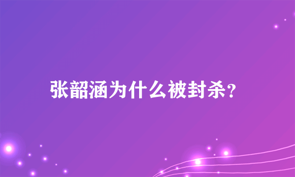 张韶涵为什么被封杀？