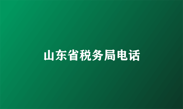 山东省税务局电话