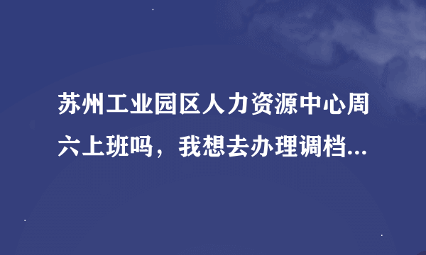 苏州工业园区人力资源中心周六上班吗，我想去办理调档函，谢谢！