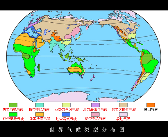 世界各地气候类型的分布（气温降水图）