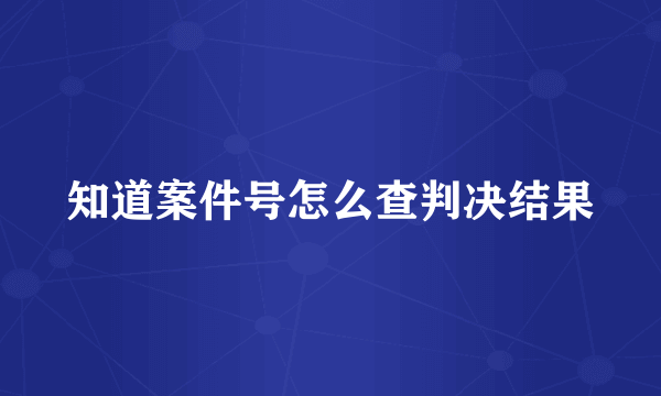 知道案件号怎么查判决结果