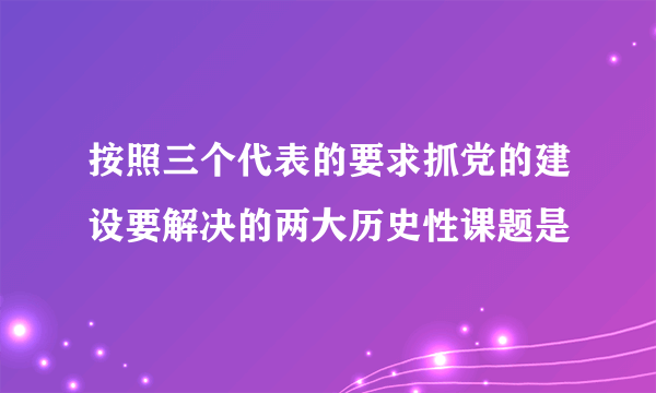 按照三个代表的要求抓党的建设要解决的两大历史性课题是