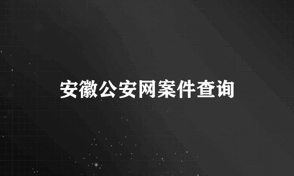 安徽公安网案件查询