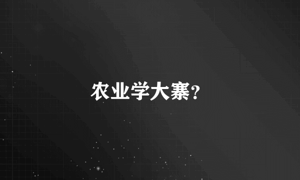 农业学大寨？