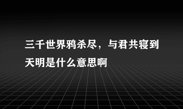 三千世界鸦杀尽，与君共寝到天明是什么意思啊