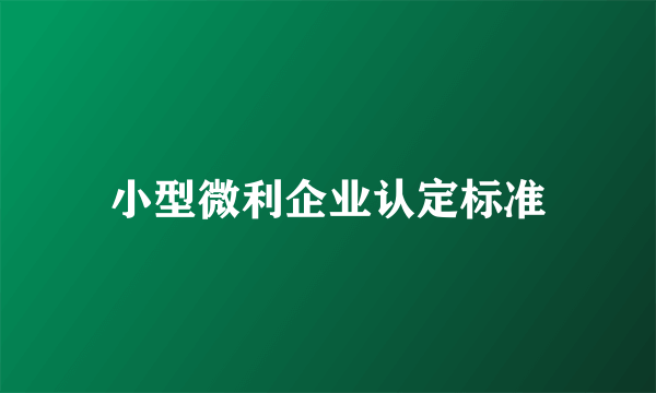 小型微利企业认定标准