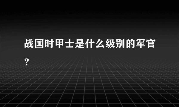 战国时甲士是什么级别的军官？