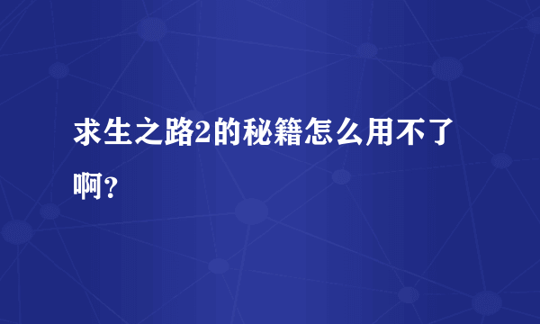 求生之路2的秘籍怎么用不了啊？