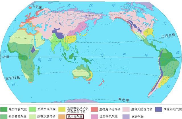 亚洲的地中海气候主要分布在什么区域?