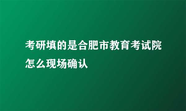 考研填的是合肥市教育考试院怎么现场确认