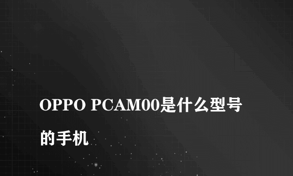 
OPPO PCAM00是什么型号的手机
