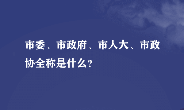 市委、市政府、市人大、市政协全称是什么？