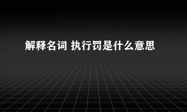 解释名词 执行罚是什么意思