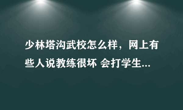 少林塔沟武校怎么样，网上有些人说教练很坏 会打学生 环境什么的很差啊