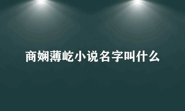 商娴薄屹小说名字叫什么