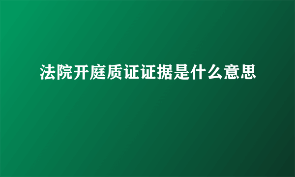 法院开庭质证证据是什么意思