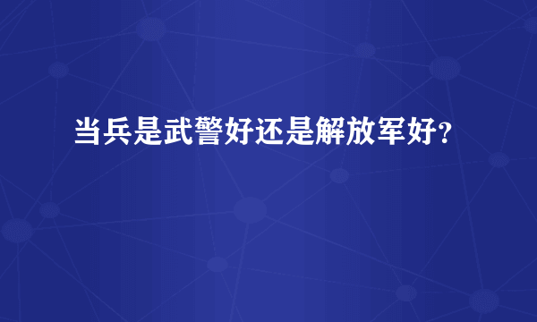 当兵是武警好还是解放军好？