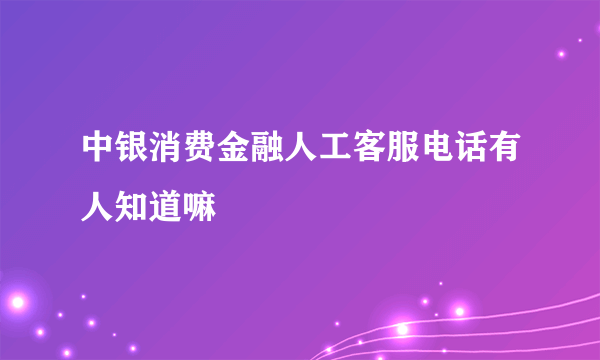 中银消费金融人工客服电话有人知道嘛