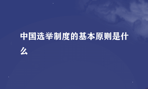 中国选举制度的基本原则是什么