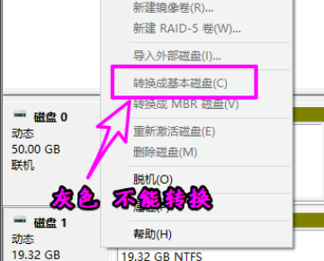基本磁盘无法转换成动态磁盘，提示“对象不支持此操作”