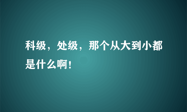 科级，处级，那个从大到小都是什么啊！