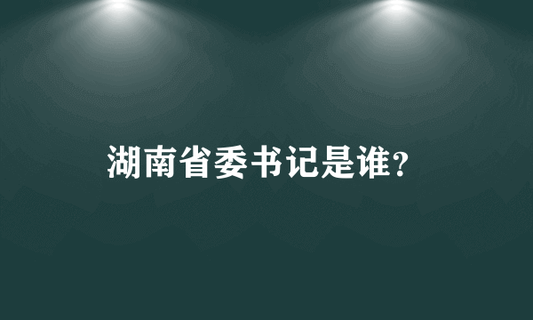 湖南省委书记是谁？