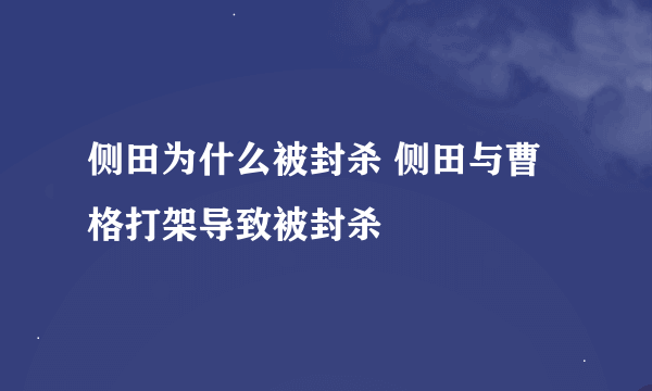 侧田为什么被封杀 侧田与曹格打架导致被封杀