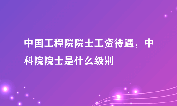 中国工程院院士工资待遇，中科院院士是什么级别