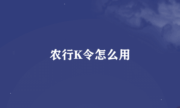 农行K令怎么用