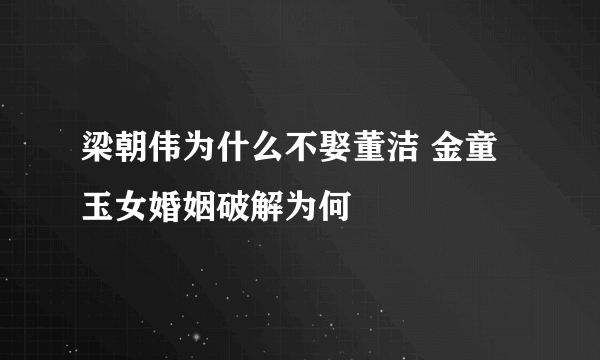 梁朝伟为什么不娶董洁 金童玉女婚姻破解为何