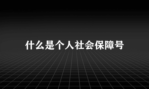 什么是个人社会保障号