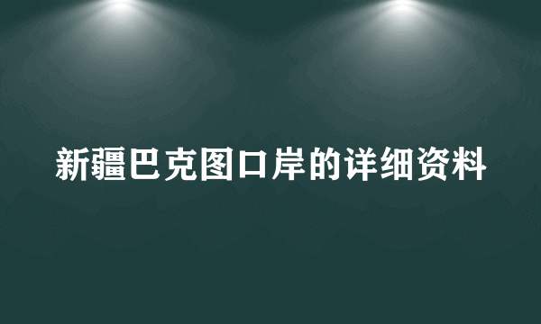 新疆巴克图口岸的详细资料