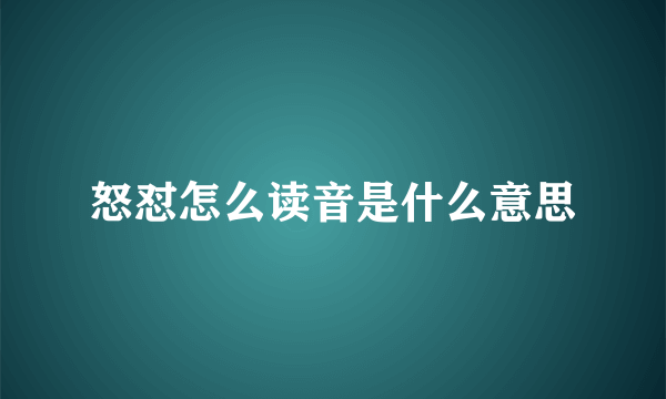 怒怼怎么读音是什么意思