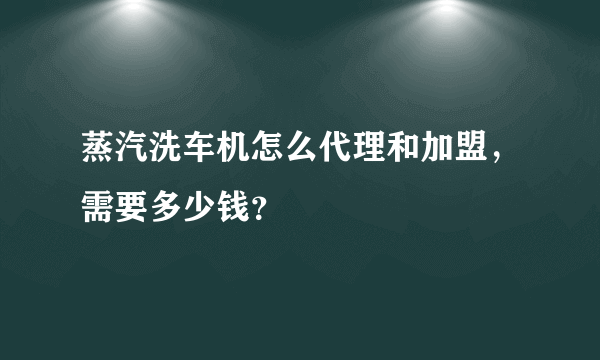 蒸汽洗车机怎么代理和加盟，需要多少钱？