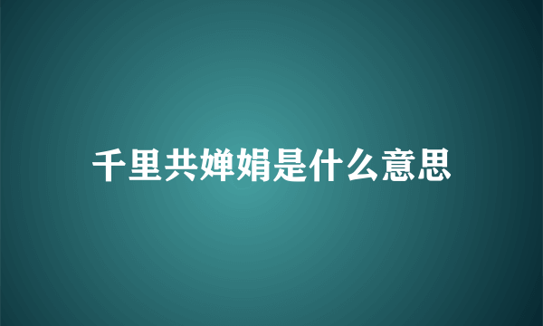 千里共婵娟是什么意思