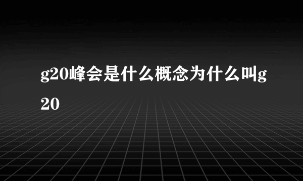 g20峰会是什么概念为什么叫g20