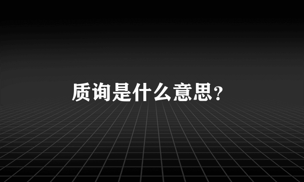 质询是什么意思？