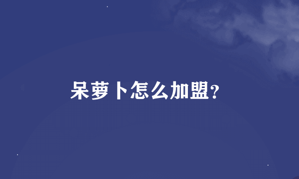 呆萝卜怎么加盟？