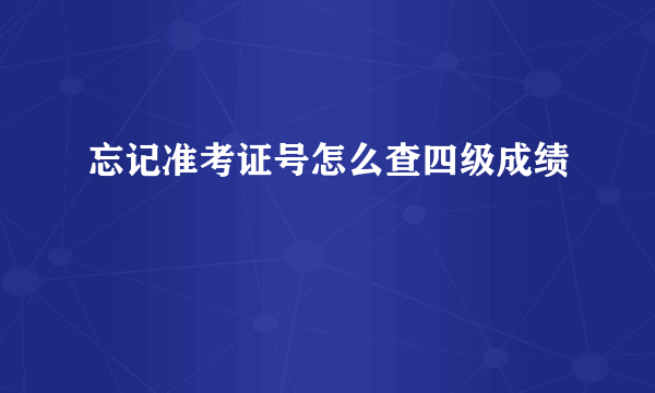 忘记准考证号怎么查四级成绩