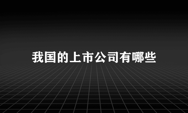 我国的上市公司有哪些