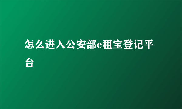 怎么进入公安部e租宝登记平台