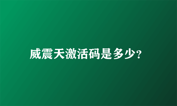 威震天激活码是多少？