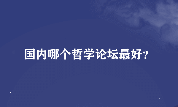 国内哪个哲学论坛最好？