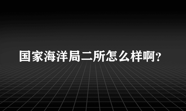 国家海洋局二所怎么样啊？