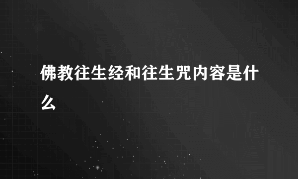 佛教往生经和往生咒内容是什么