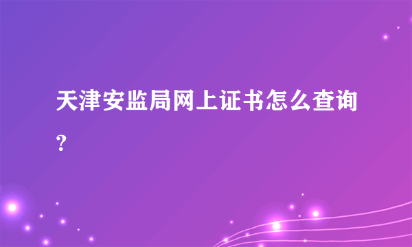 天津安监局网上证书怎么查询？