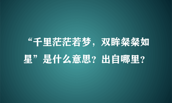 “千里茫茫若梦，双眸粲粲如星”是什么意思？出自哪里？