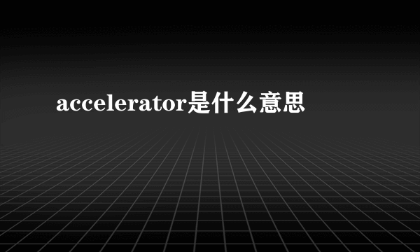 accelerator是什么意思